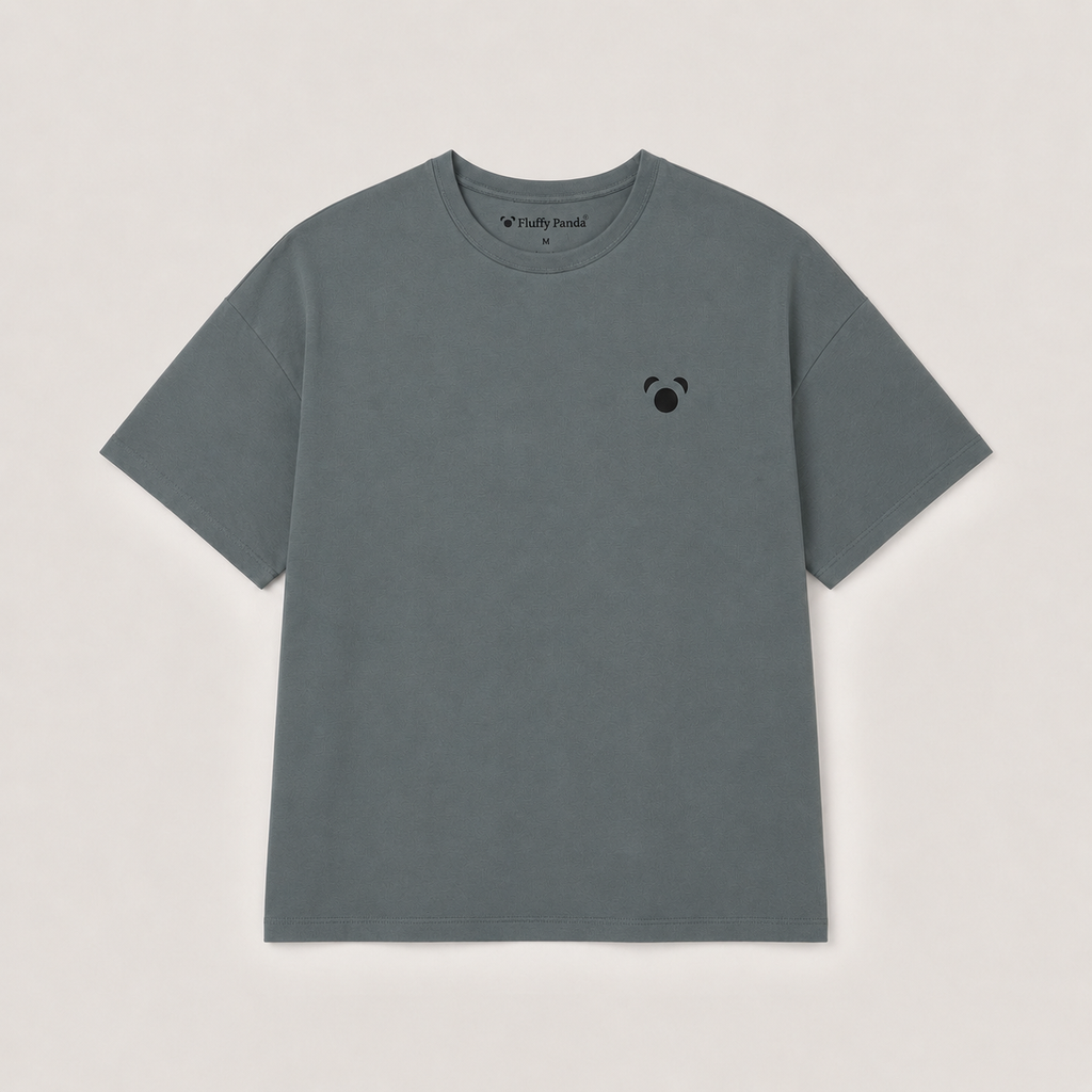 Women's Bamboo T-Shirt | Fluffy Panda Logo Back Print | Storm Sea