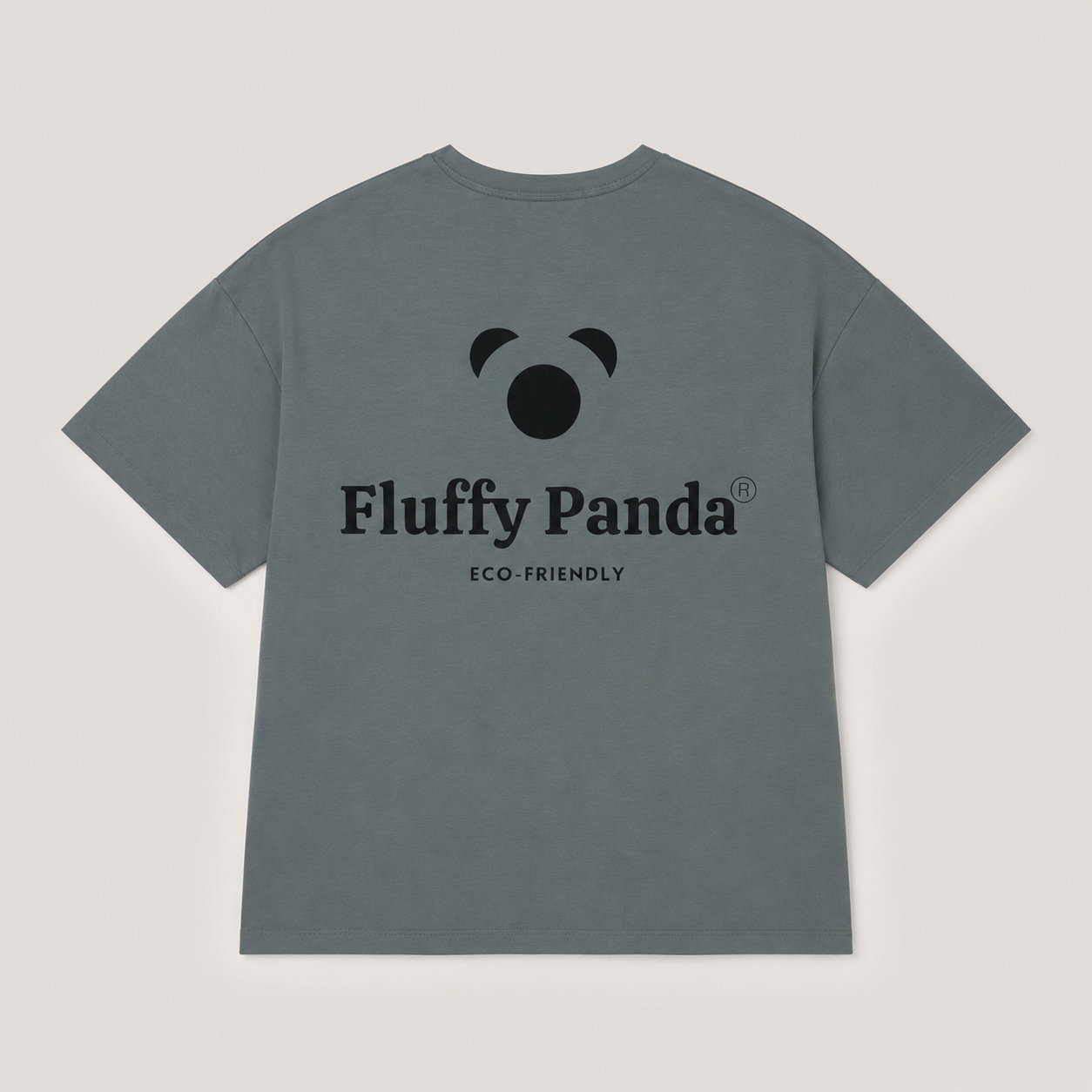 Women's Bamboo T-Shirt | Fluffy Panda Logo Back Print | Storm Sea