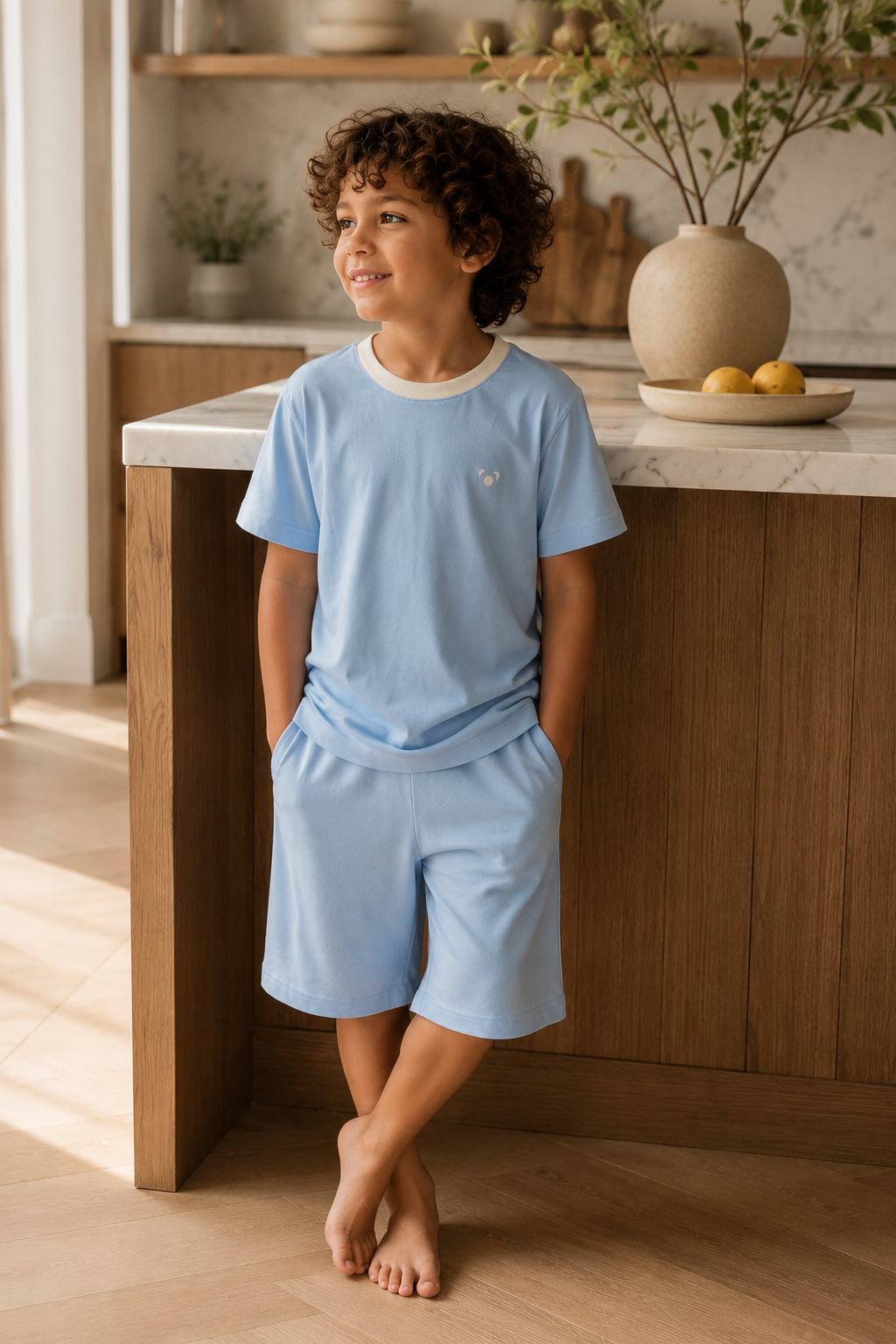 Kids' Bamboo Short Pyjama Set | Cornflower Blue