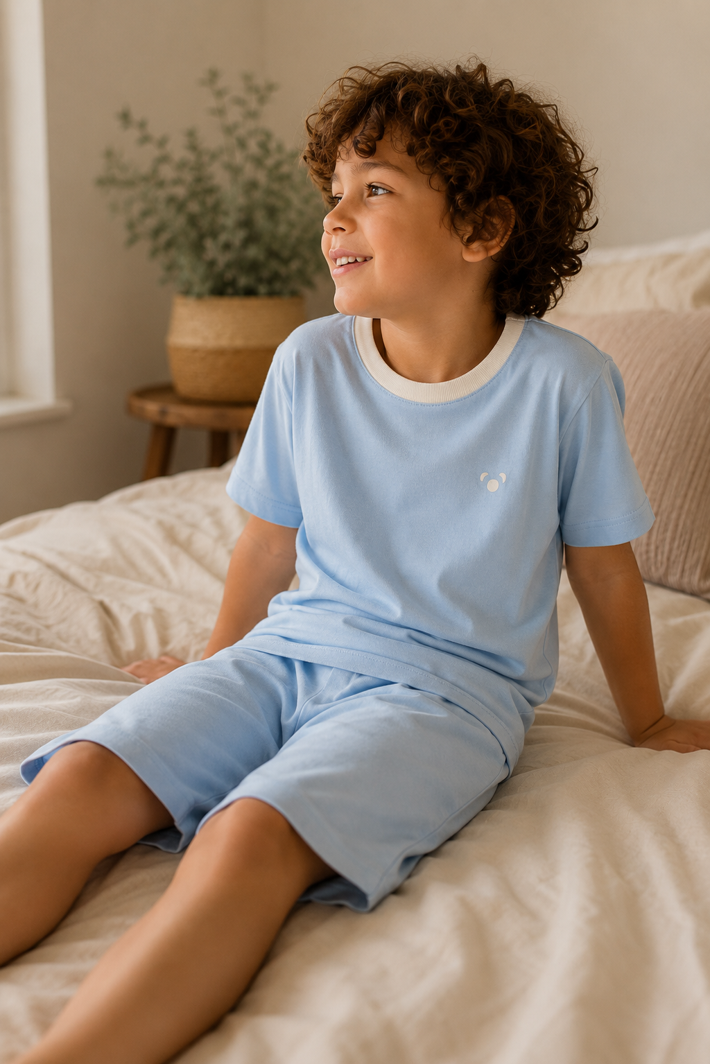 Kids' Bamboo Short Pyjama Set | Cornflower Blue