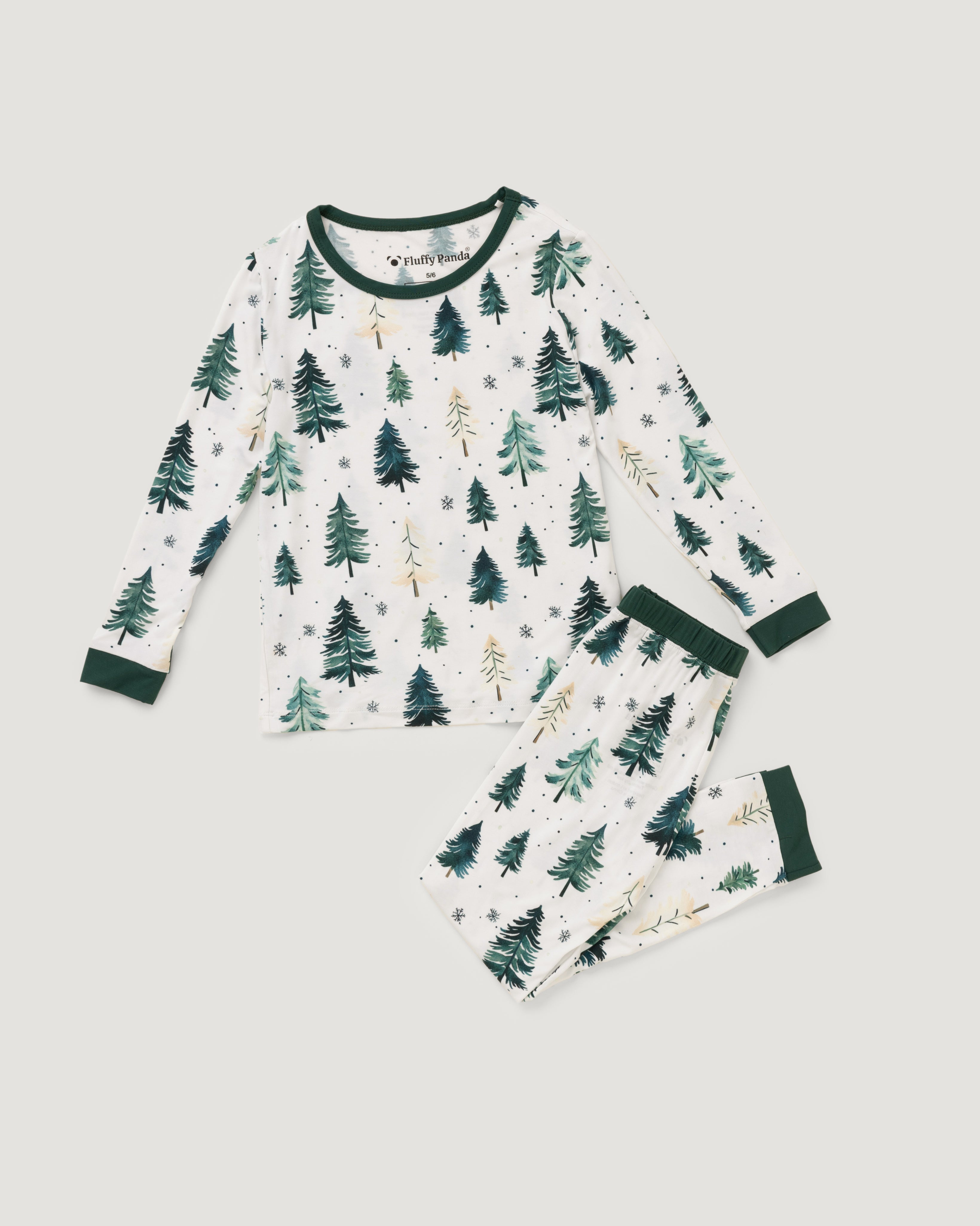 Kids Bamboo Pyjamas | Winter Pine Print
