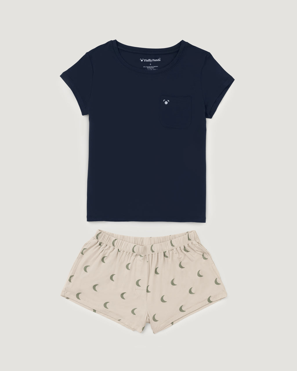Women's Short Bamboo Pyjama Set | Moon Print