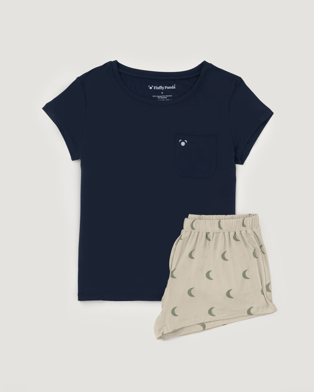 Women's Short Bamboo Pyjama Set | Moon Print