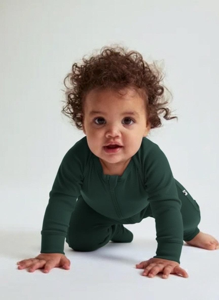 Organic Bamboo Baby Sleepsuit | Evergreen Pine