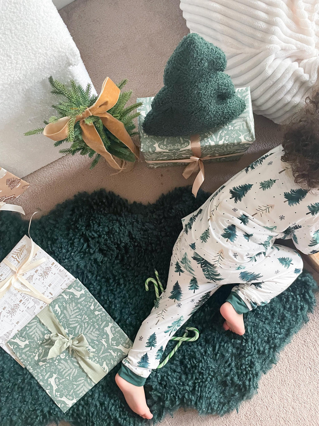 Kids Bamboo Pyjamas | Winter Pine Print