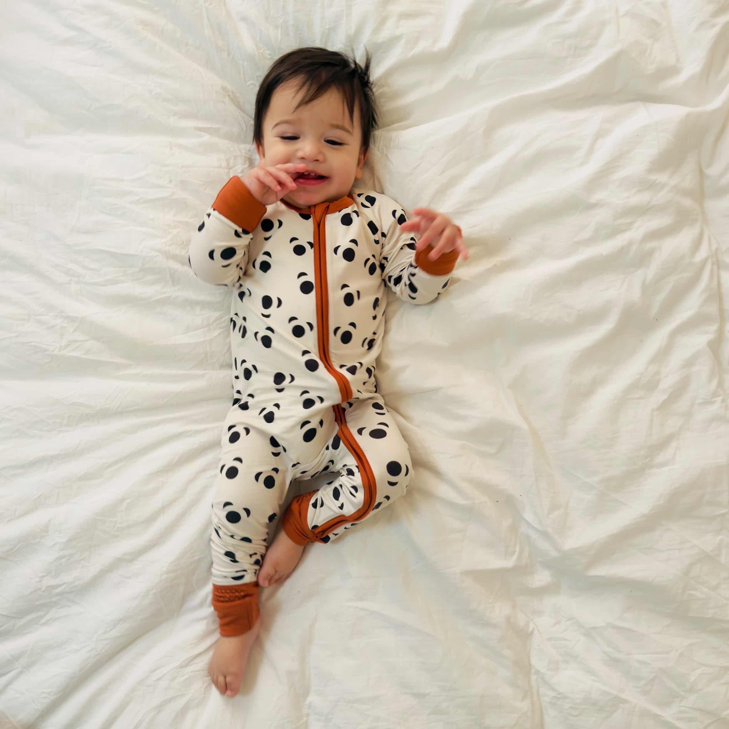 Organic Bamboo Baby Sleepsuit | Fluffy Panda Signature Print