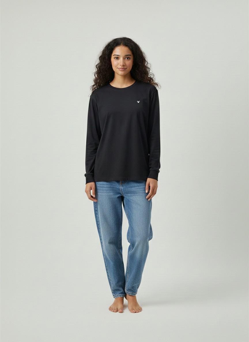 Women's Oversized Bamboo Long Sleeve Top | Black