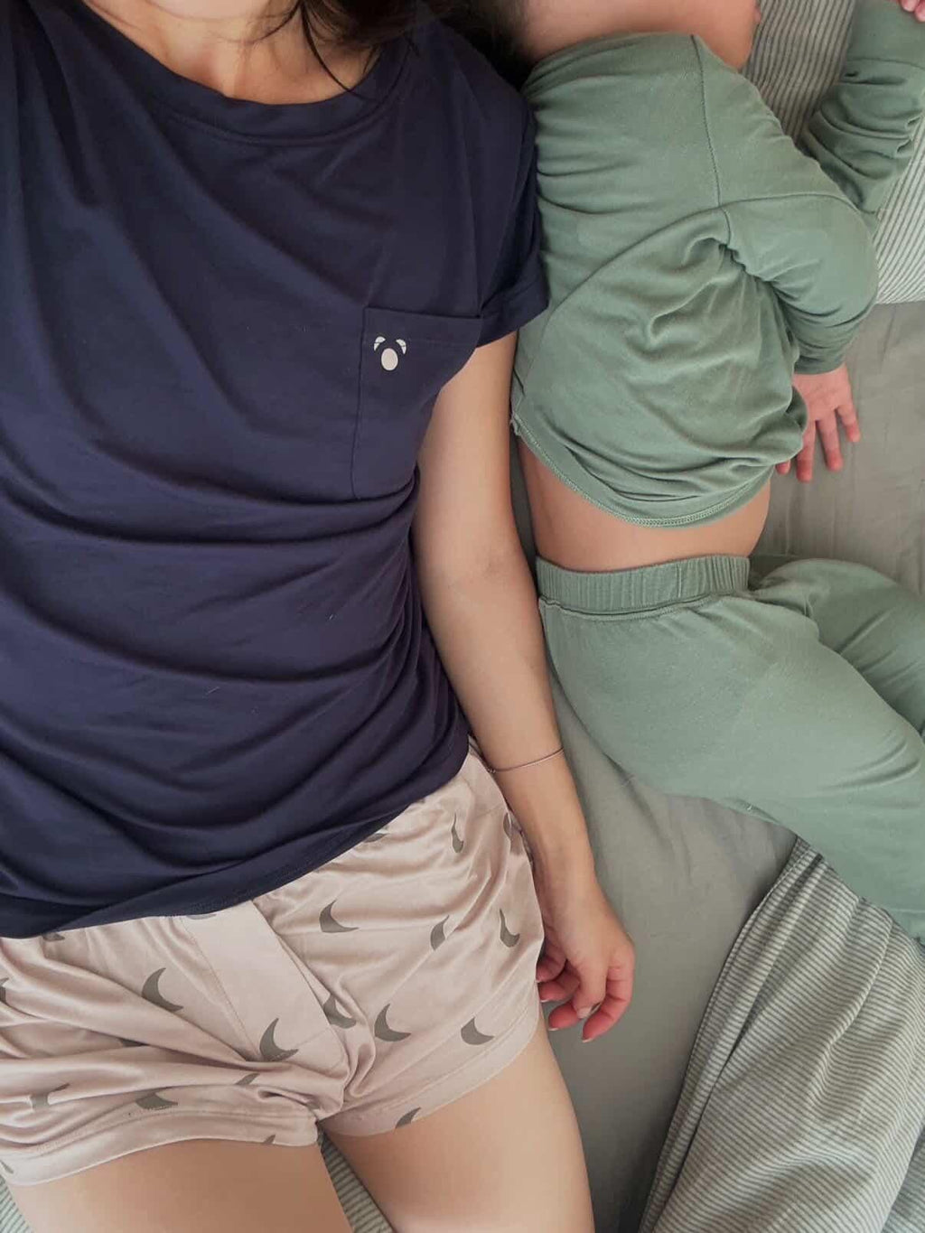 Women's Short Bamboo Pyjama Set | Moon Print