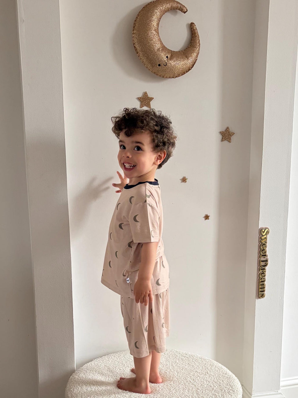 Kids' Short Bamboo Pyjamas | Moon Print