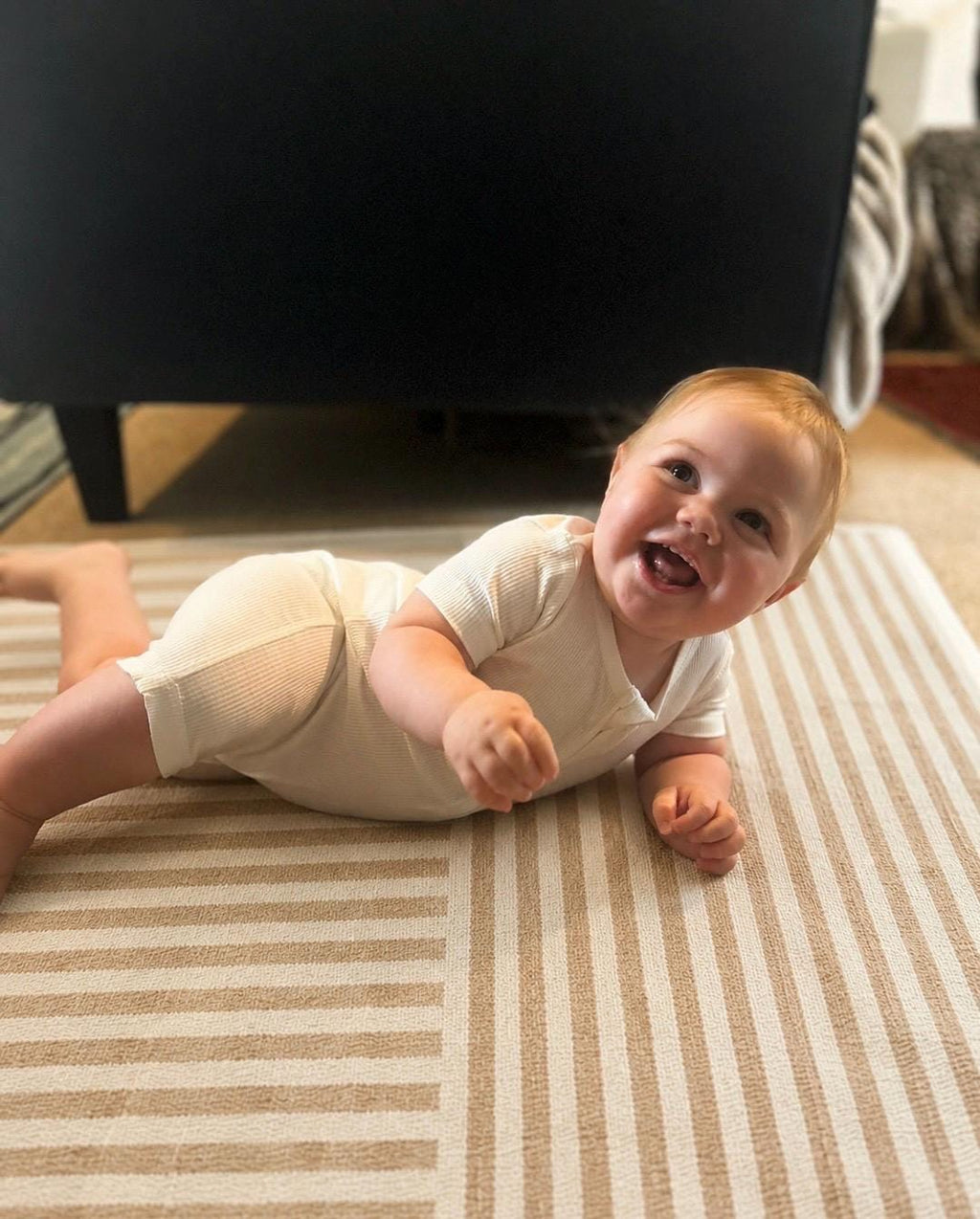 Organic Ribbed Bamboo Baby Short Romper | Milk
