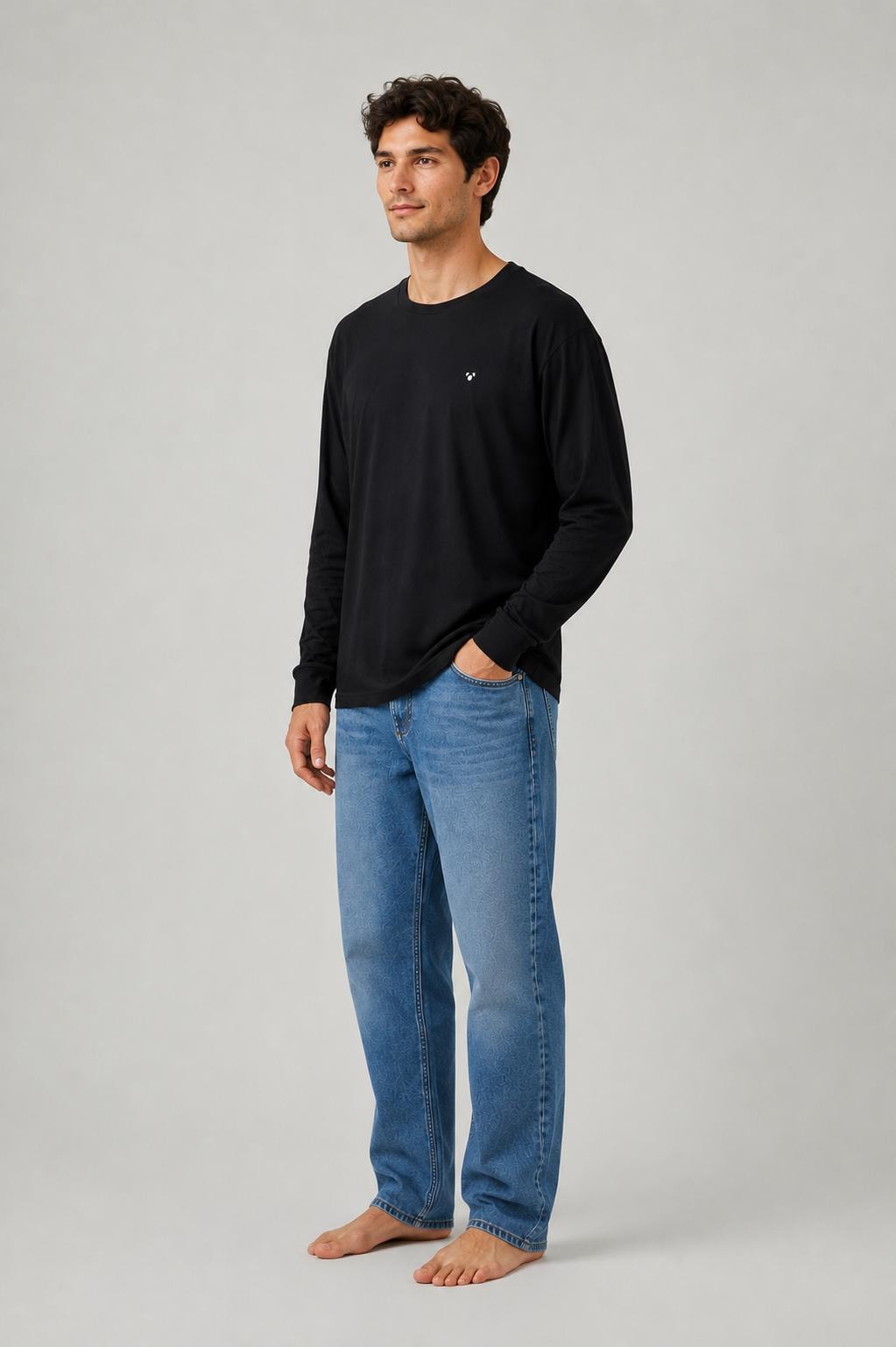 Men’s Oversized Bamboo Long Sleeve Top | Black