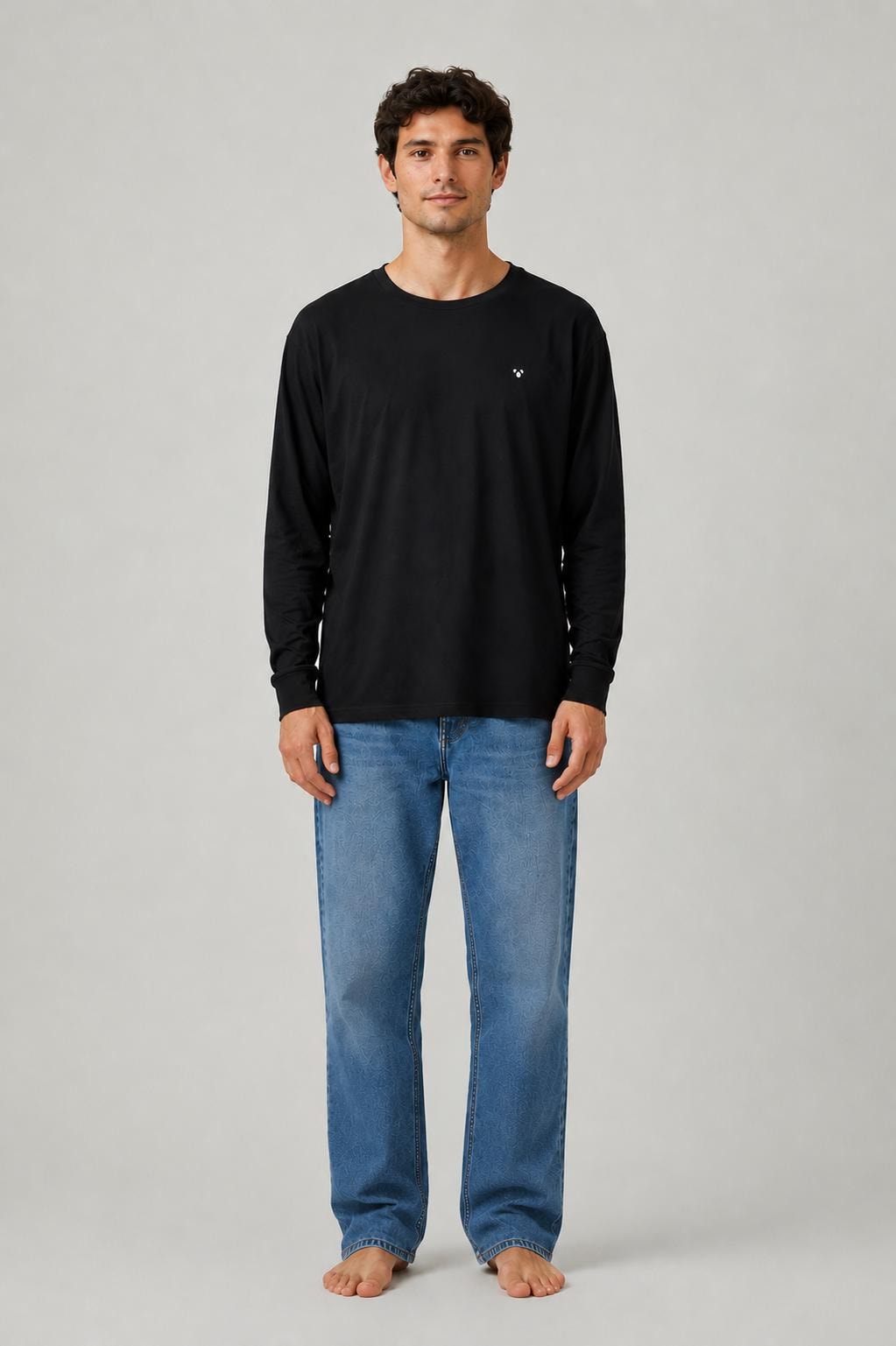 Men’s Oversized Bamboo Long Sleeve Top | Black