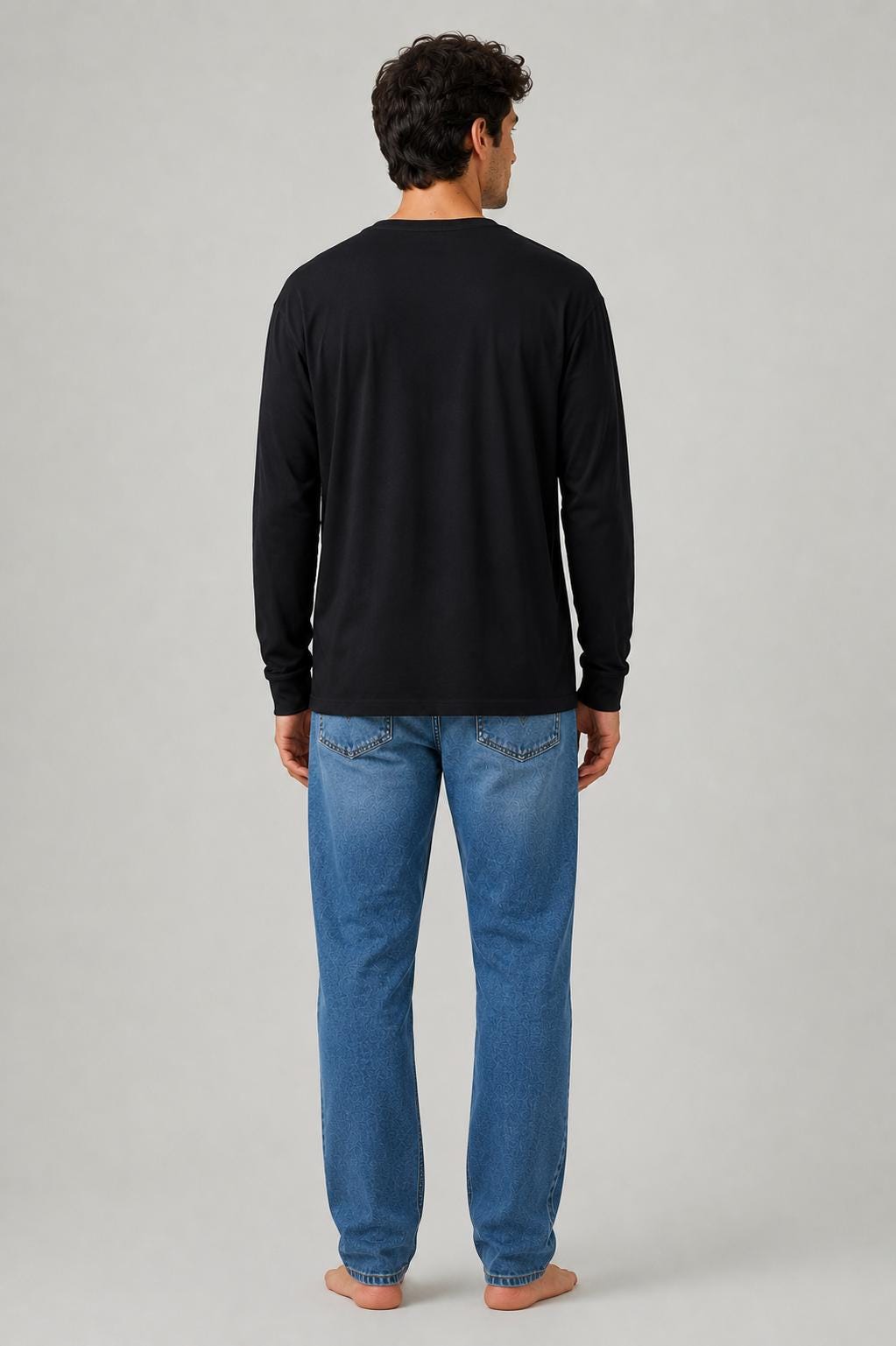 Men’s Oversized Bamboo Long Sleeve Top | Black