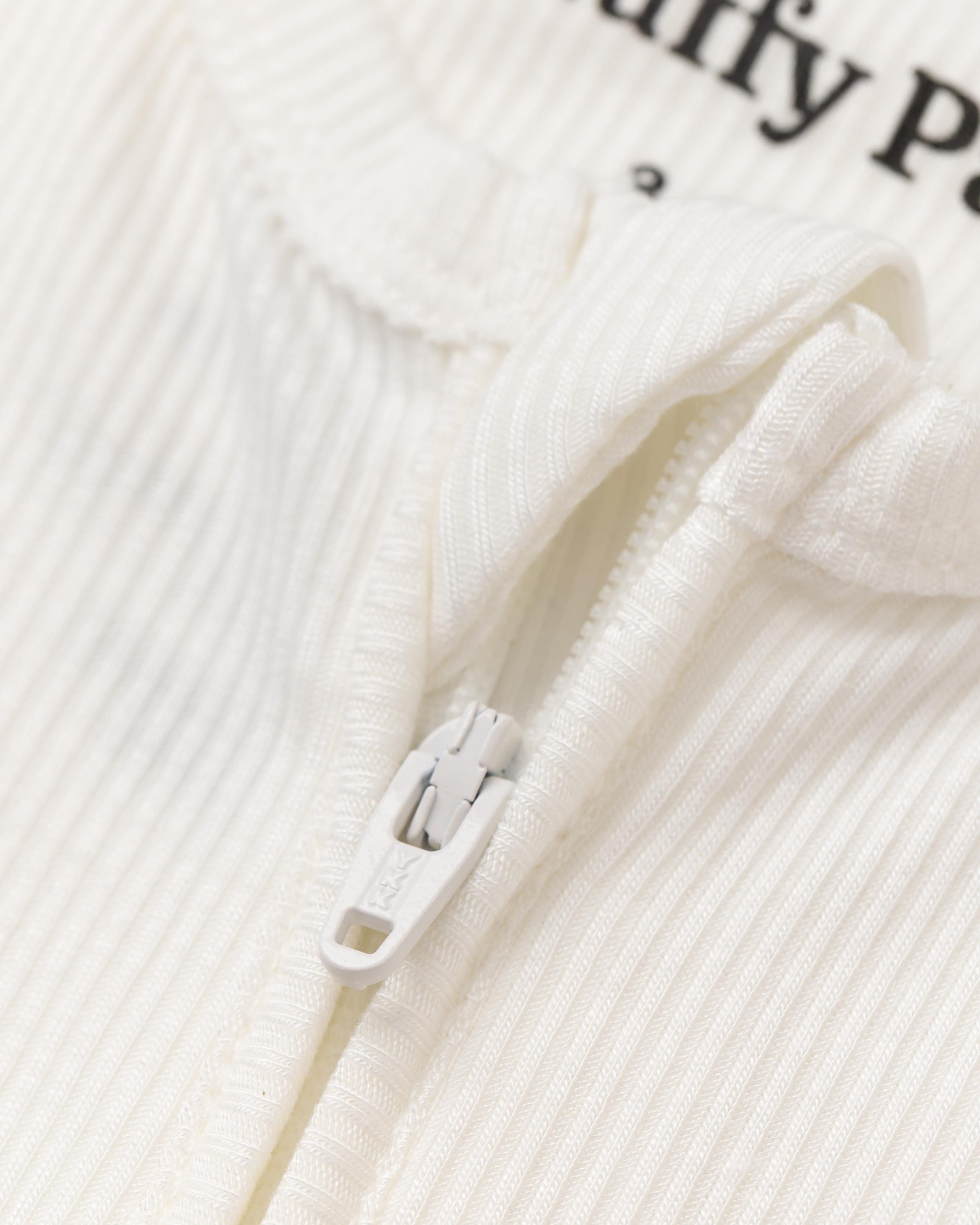 Organic Ribbed Bamboo Baby Short Romper | Milk